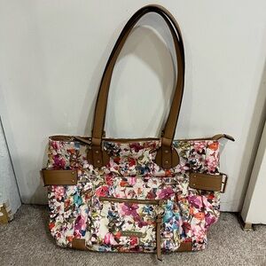 Rosetti Floral Tote Purse with Butterflies